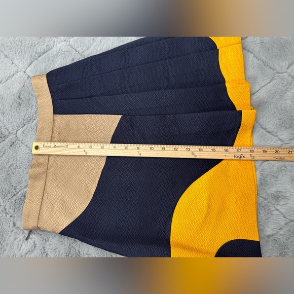 MSGM Swirl Wavy Stripe Print Pleated Skirt Gold Navy Colorblock Size 40 US 4 - Picture 10 of 15